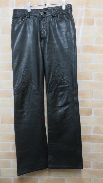 中古】 CHROME HEARTS クロムハーツ レザーパンツ 国内正規 ブラック