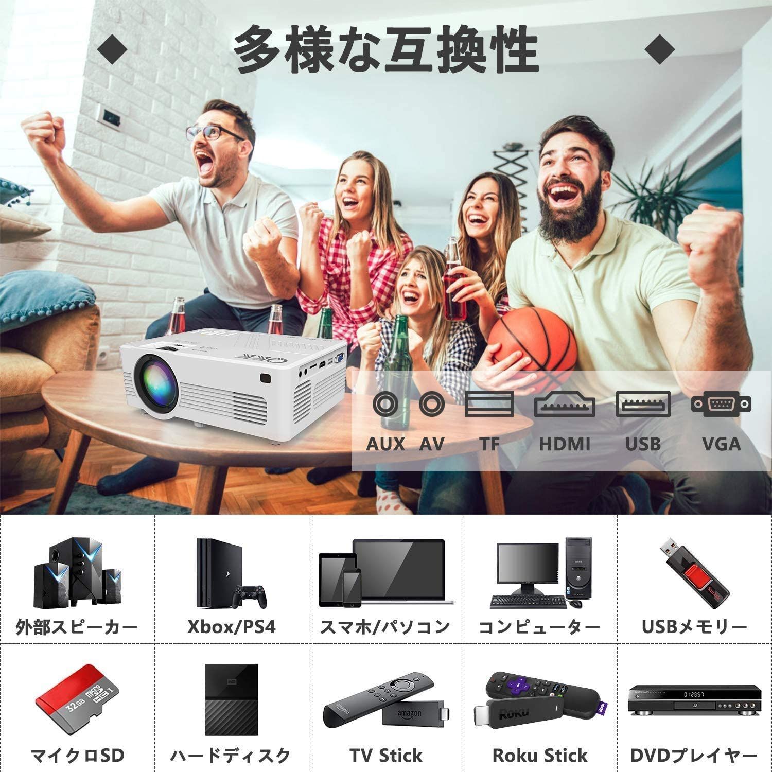 Q KK WiFiプロジェクター 5000LM＋fire tv stick - テレビ/映像機器