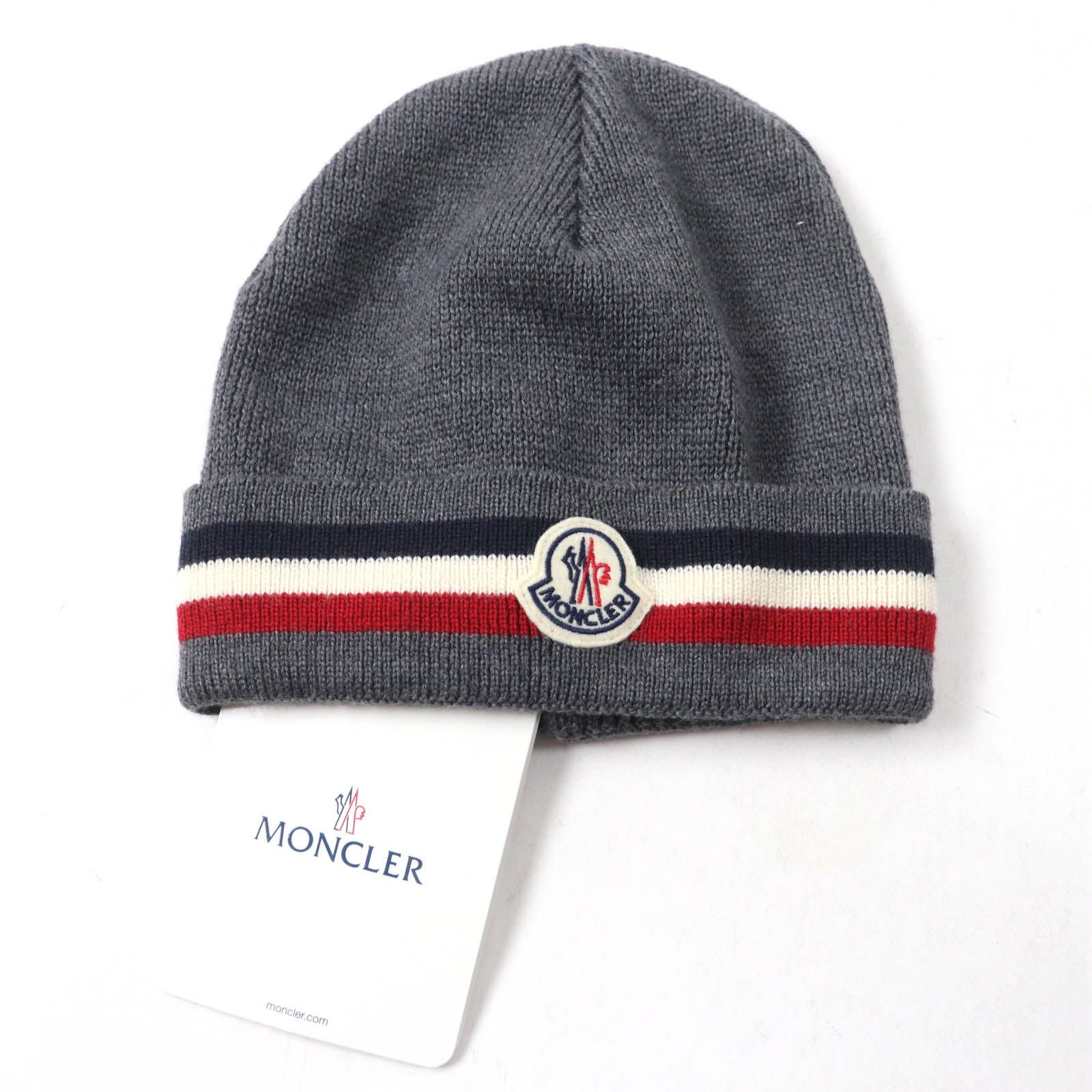 ◇モンクレール◇ウール/BERRETTO/ワッペン/L/ニットキャップ/帽子 MONCLER モンクレール ニットキャップ メンズ ビーニー ニット帽