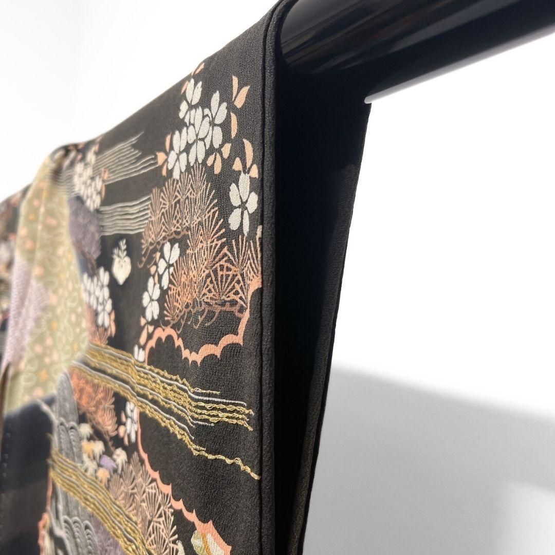 振袖　アンティーク　刺繍　金駒刺繍　牡丹　松竹梅　　　成人式　着物　083a p 振袖 アンティーク 刺繍 金駒刺繍 牡丹 松竹梅 成人式 着物 083a