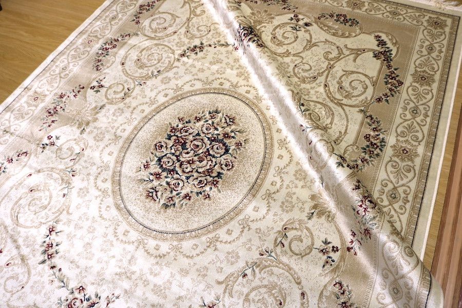 ペルシャ柄絨毯 160×230 新品未使用 ラグ カーペット アイボリー