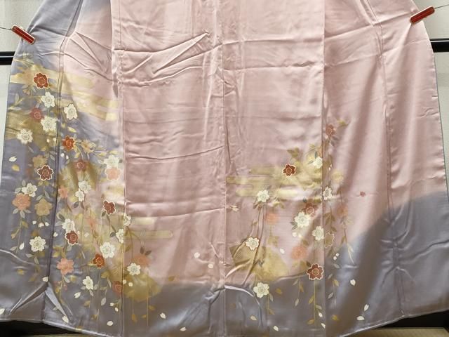 平和屋着物□訪問着 エ霞地紙舞桜文 暈し染め