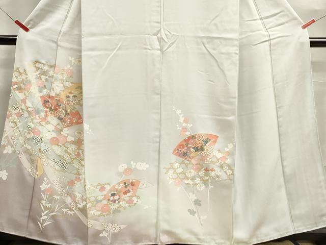 平和屋着物○訪問着 絞り 刺繍 雲重ね地紙花文 金彩 正絹 逸品 CABA1333gh