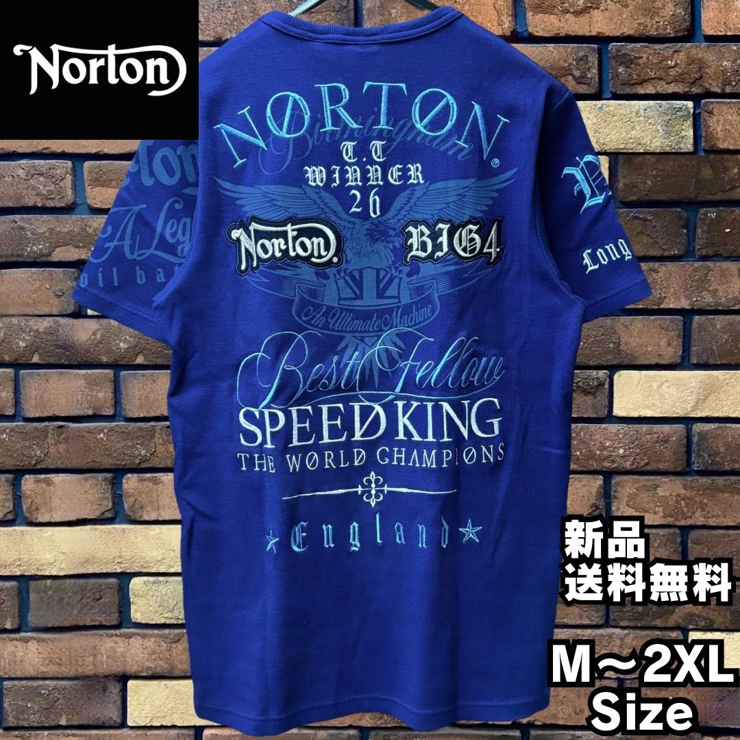 【Norton/ノートン】MAXテレコTEE Tシャツ 半袖T バイク バイカー ツーリング ユニセックス short sleeve 刺繍 ネイビー NAVY 242N1004 新品 正規品 送料無料