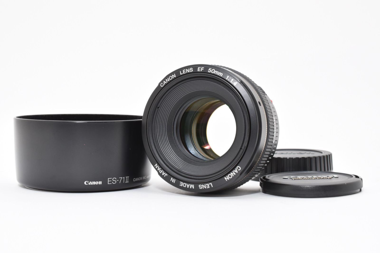 上 キヤノン Canon EF 50mm F1.4 USM リアキャップ フロントキャップ レンズフード付属 LL78 5553