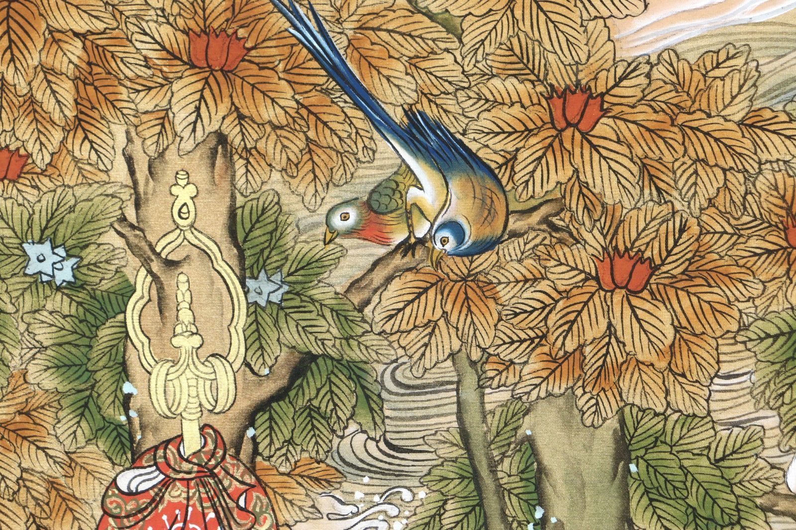 仏教美術 「釈迦涅槃図」肉筆紙本掛軸 曼荼羅 タンカ 共箱 仏教 時代