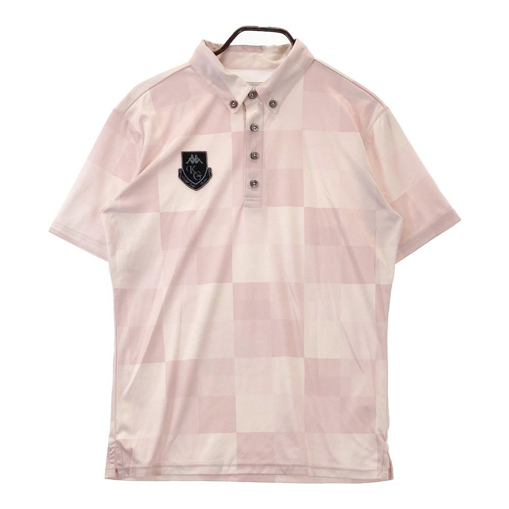 サイズ：LARGE KAPPA GOLF カッパゴルフ KGA2FMSS23 半袖ポロシャツ ボタンダウン 総柄 ピンク系 [240101290696]# ゴルフウェア メンズ ストスト