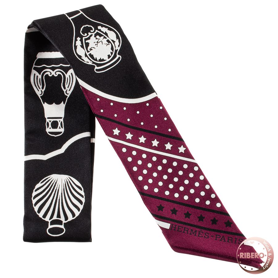 HERMES エルメス Les Flacons Bandana 香水瓶 063157S 01 ツイリー スカーフ 2017AW パープル ブラック