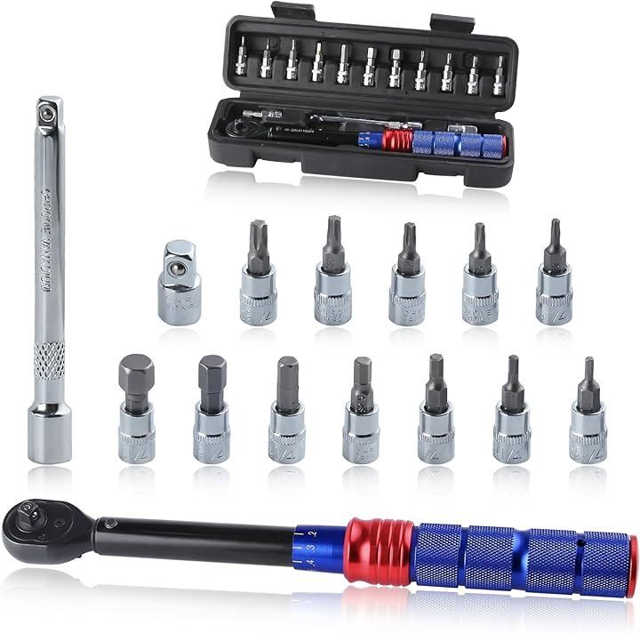 SPEEDWOX トルクレンチ 車 タイヤ交換 自転車用 工具 2-24N.m トルク精度 ±3% 12個 T10/15/20/25/30ソケット 1/4インチエクステンションバー ケース付き 変換アダプター付( ブラック，  248MM)