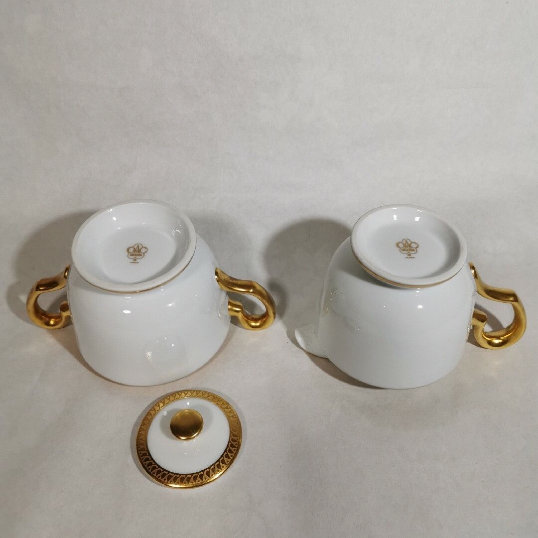 大倉陶園 片葉金蝕 シュガーポット＆クリーマー USED美品 商品の
