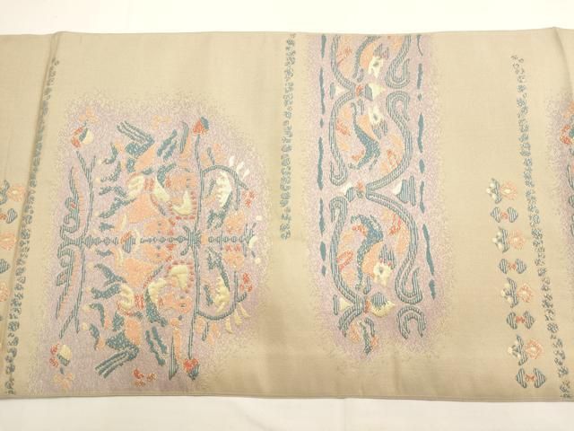 平和屋着物◎本場筑前博多織 八寸名古屋帯 花鳥文 金糸 正絹