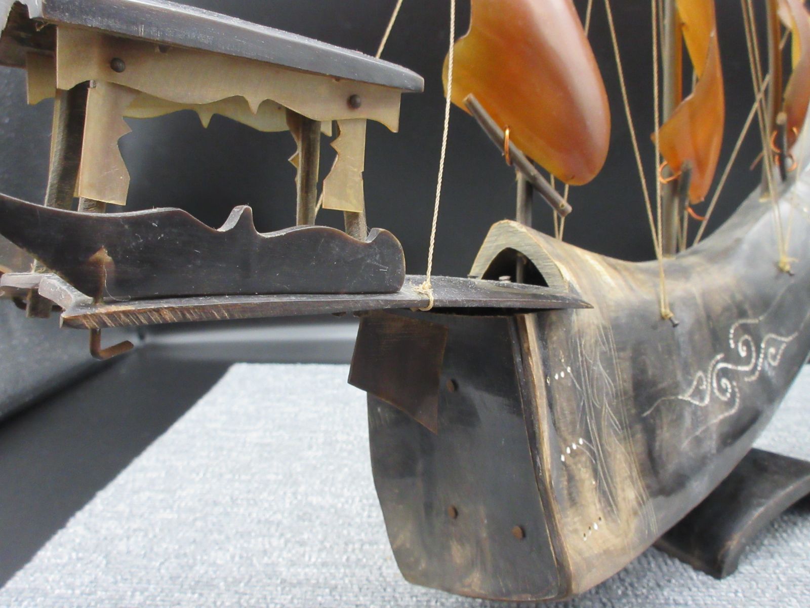 70’S★帆船模型★置物★バッファローホーン★ビンテージ★水牛の角★スーベニア 70'S☆帆船模型☆置物☆バッファローホーン☆ビンテージ☆水牛の