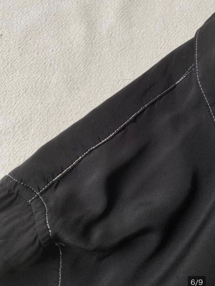 OLD ビンテージ 黒 レーヨンシャツ 希少カラー 単色ブラック 比翼仕立て 古着 vintage シャツ スタンドカラー 刺繍 比翼 ブラック 黒 金