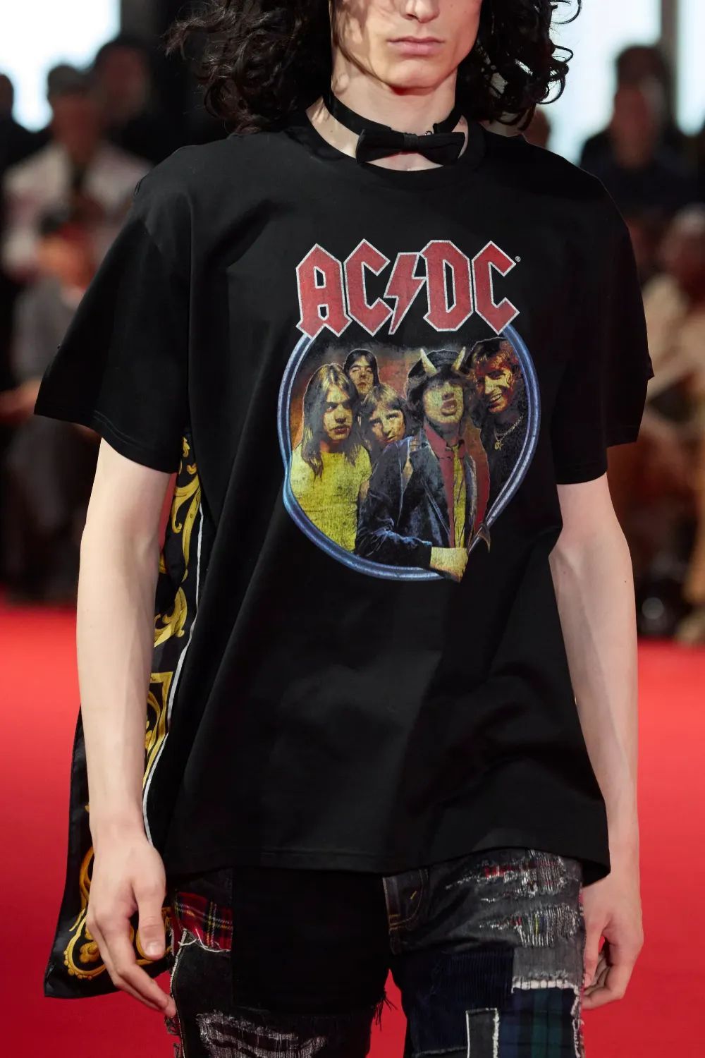 25ss JUNYA WATANABE スカーフTシャツ JUNYA WATANABE MAN 25ss AC/DC Silk Scarf Tシャツ S ジュンヤ