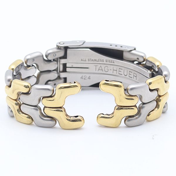良品 タグホイヤー 純正ベルト ブレス シルバー×ゴールド 19mm