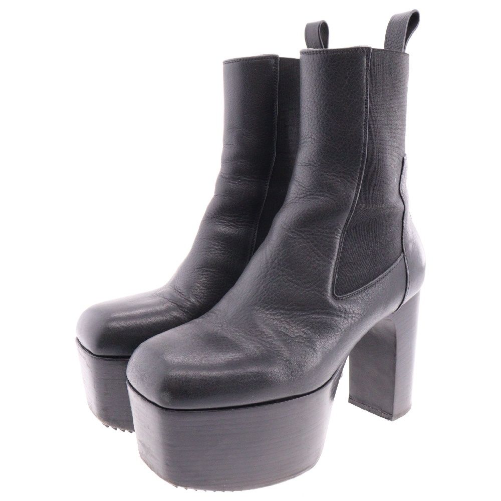 Rick Owens (リックオウエンス) LEATHER KISS BOOTS レザー キスブーツ サイドゴアヒールブーツ ブラック