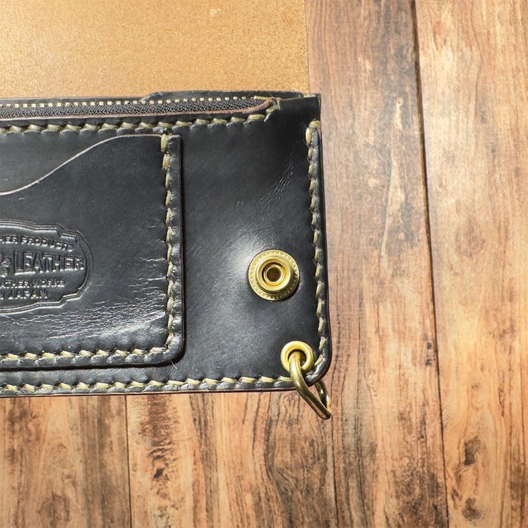 ハンドメイド 牛ヌメ革ロングトラッカーズウォレット 植物タンニン鞣し