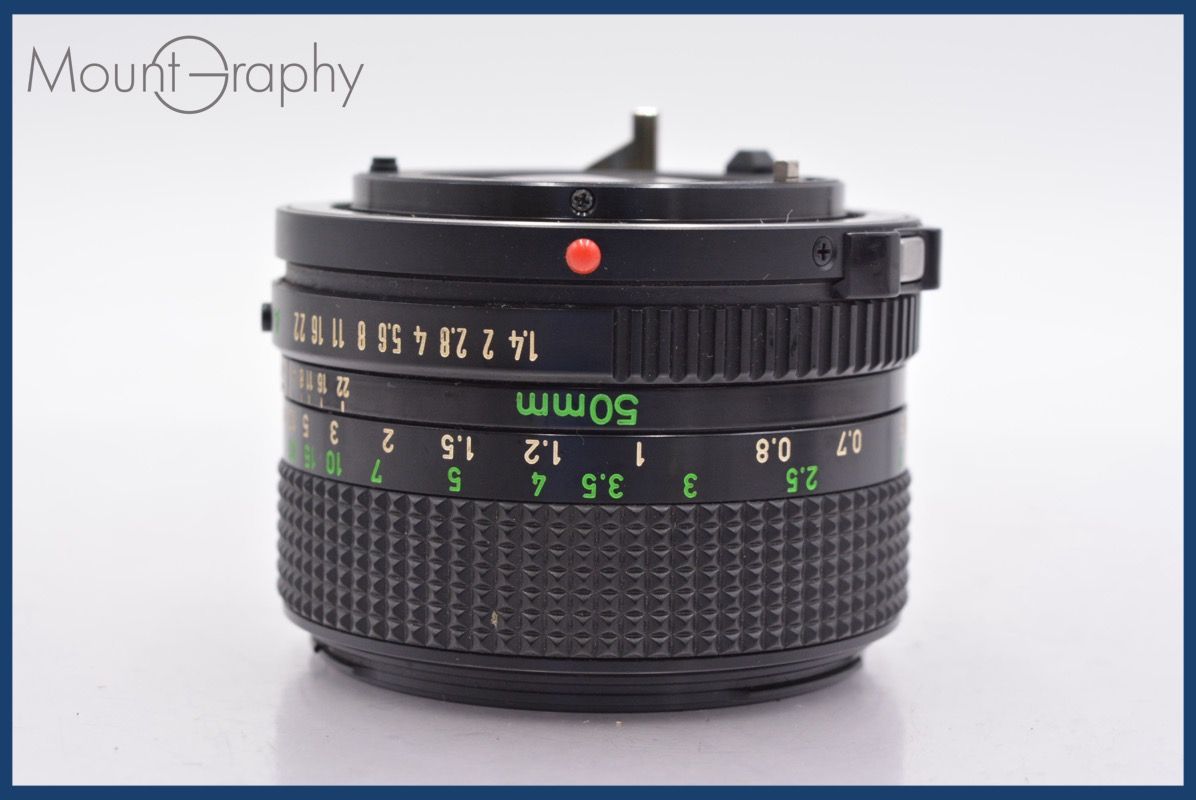 実用 キヤノン Canon FD 50mm F1.4 前後キャップ-レンズフィルター付 完動 同梱可 mj4987