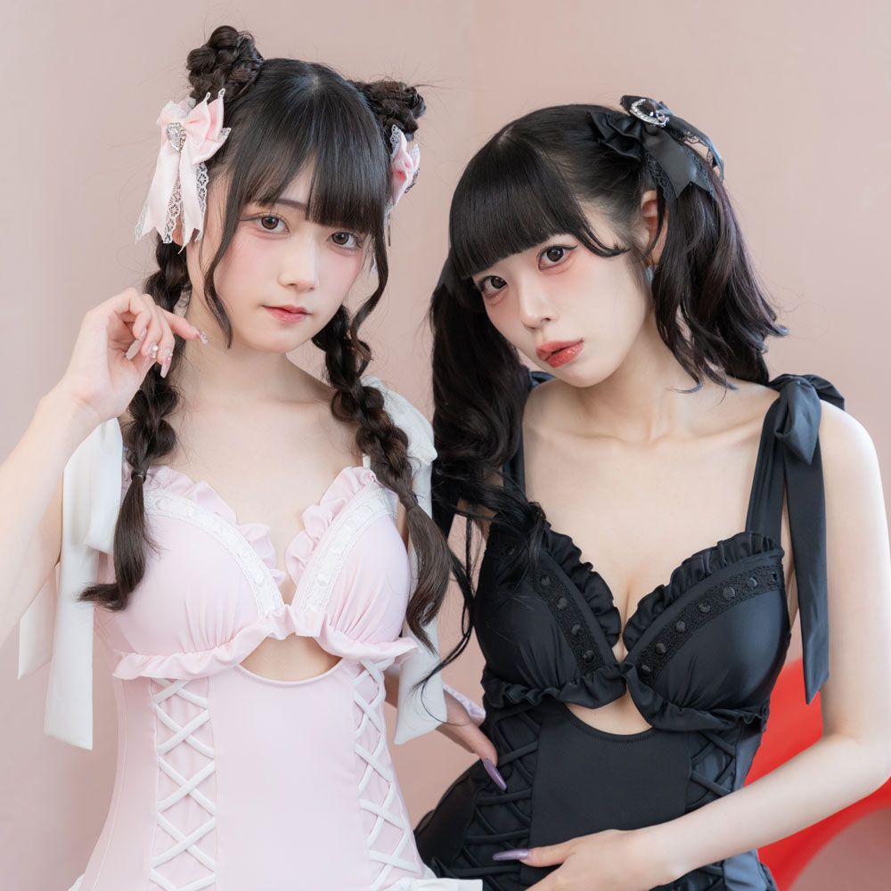 夢展望　レースアップランジェリー水着　ギンガムチェック 534276-11_1000x.jpg?v=1718351137