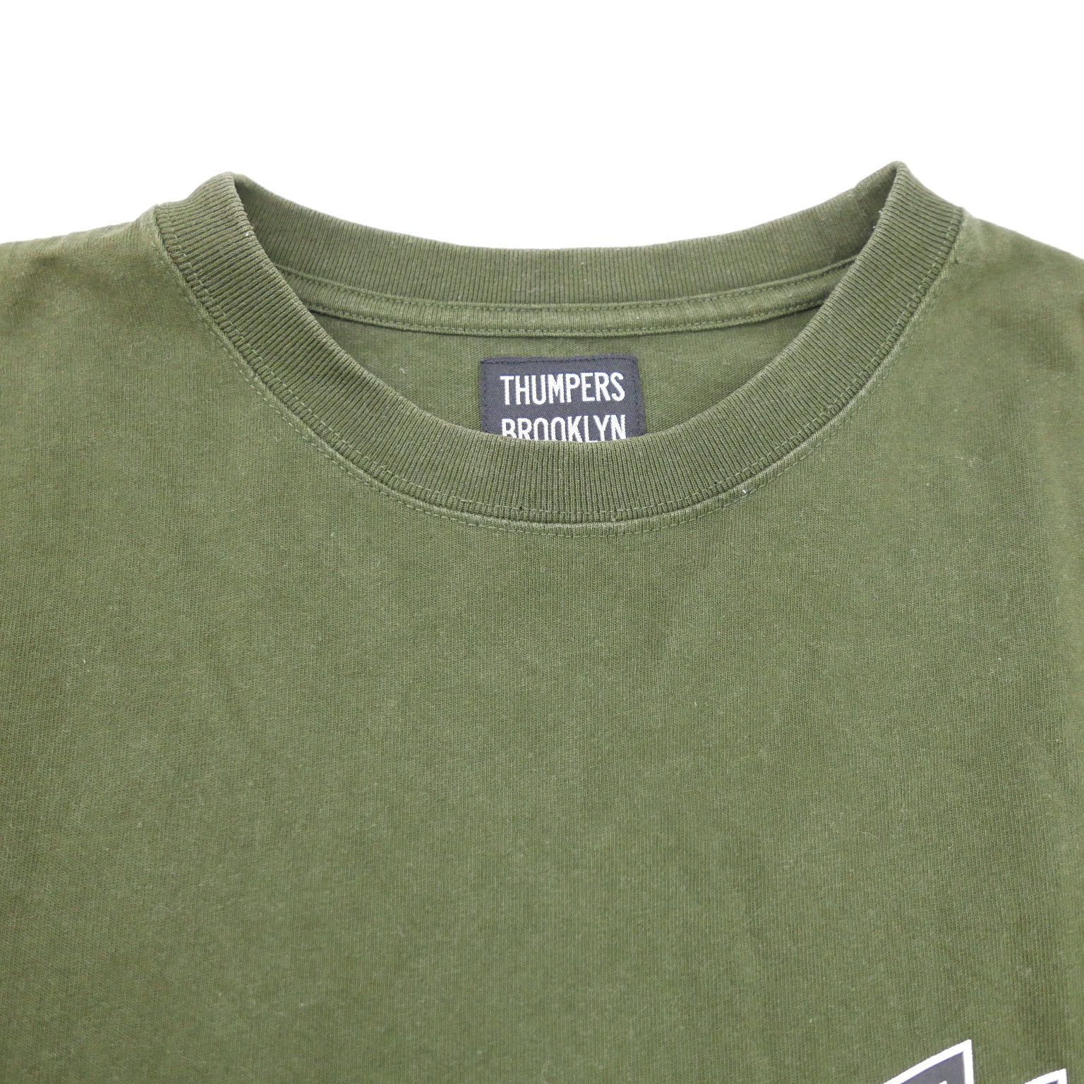 THUMPERS BROOKLYN NYC USA サンパーズブルックリン エヌワイシーユーエスエー 半袖カットソー ロゴ バック プリント Tシャツ KHAKI XL