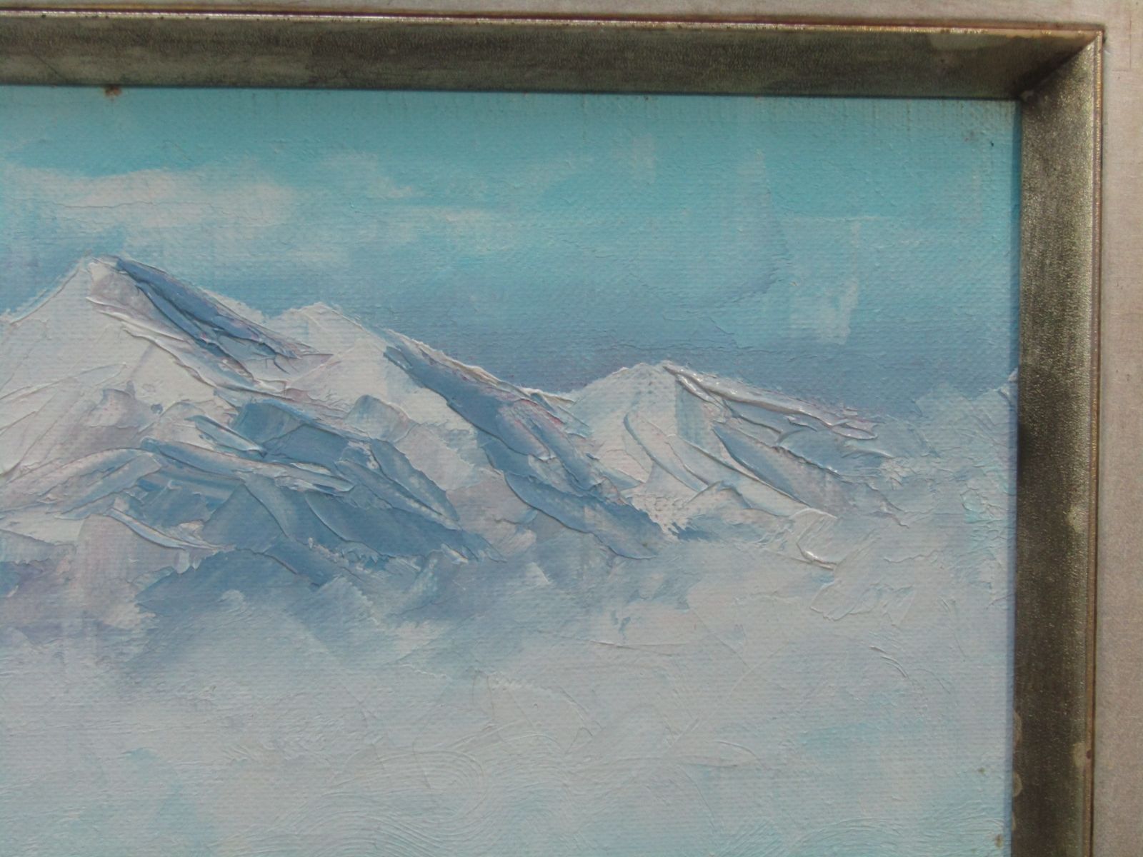 油絵 「北アルプス五龍岳」 K.Konishi F3号 47×42cm 額装 風景画