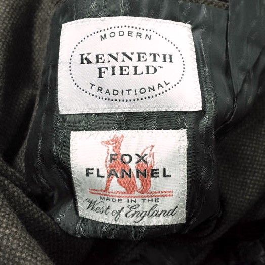 KENNETH FIELD ケネスフィールド BIRDS EYE WOOL FLANNEL SUITS 60s SPORTS COAT & TRIM  TROUSER 1P JK(36)/PT(31) BROWN スーツ セットアップ FOX BROTHERS