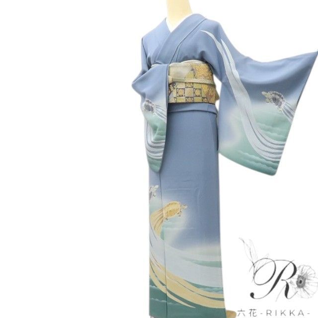 六花-RIKKA- 美品 正絹 作家物落款 亀 トールサイズ 訪問着 着物 A3893