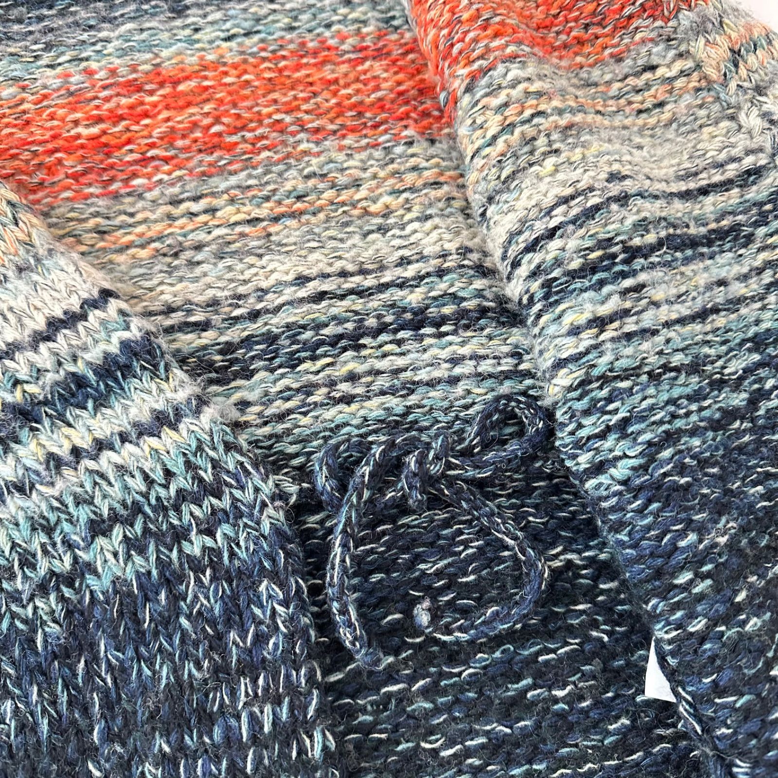 45R アルパカ混 ニット ガウンカーディガン マルチカラーボーダー