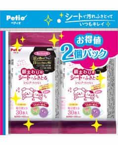 同梱不可 24個セット ペティオ犬猫用顔まわり用シートでふきとるシャンプーティッシュ30枚2コパック