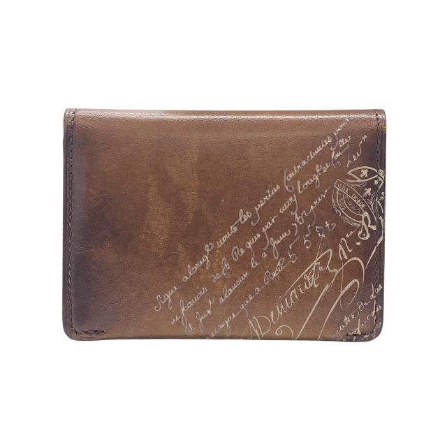 ベルルッティ E1118 カリグラフィー 二つ折り カード入れ 名刺入れ レザー ブラウン Berluti メンズ 感 上品デザイン 人気モデル