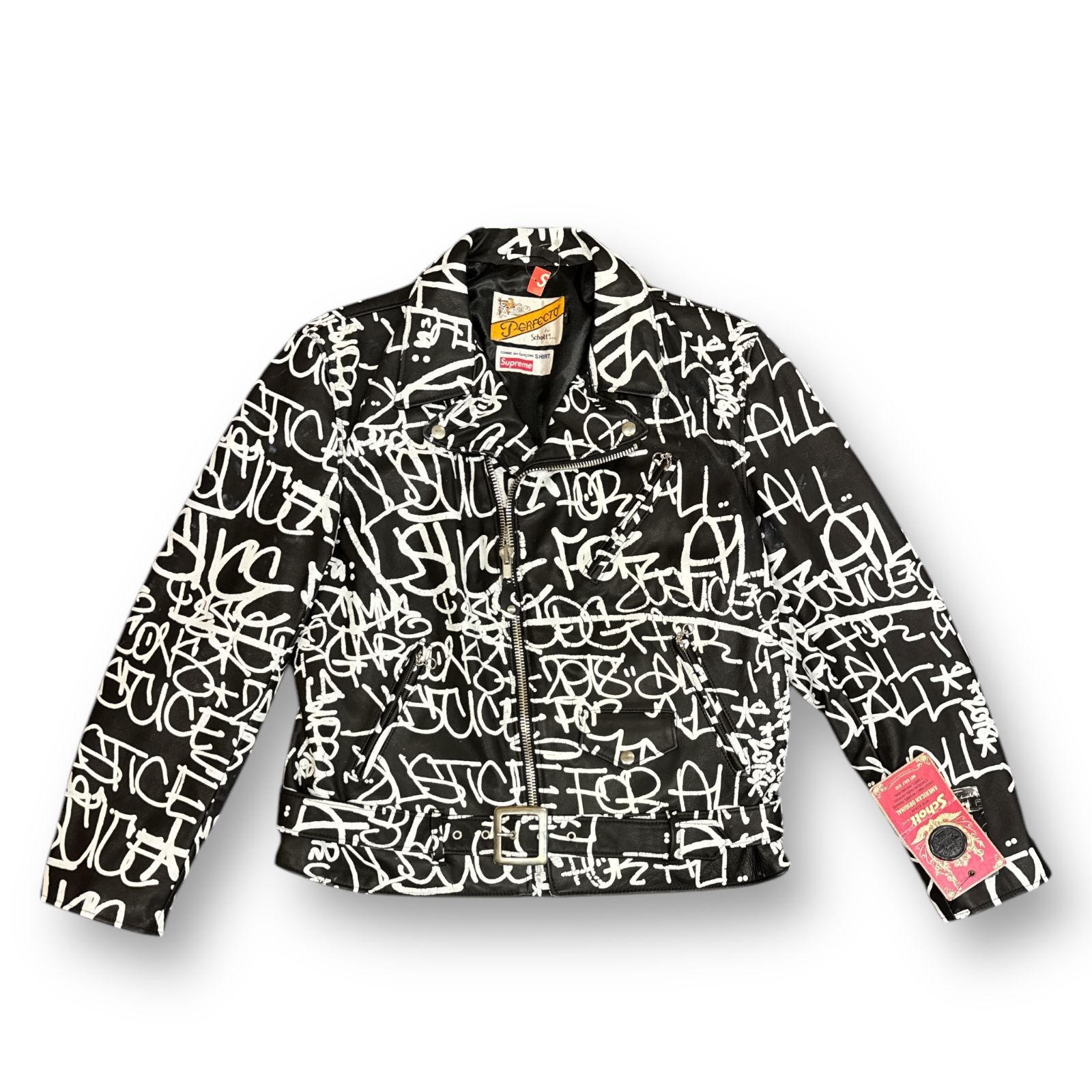 未使用品 Supreme × COMME des GARCONS SHIRT × Schott 18AW Painted Perfecto  Leather Jacket ペイントレザージャケット シュプリーム コムデギャルソン ショット コラボ J46F8 - メルカリ