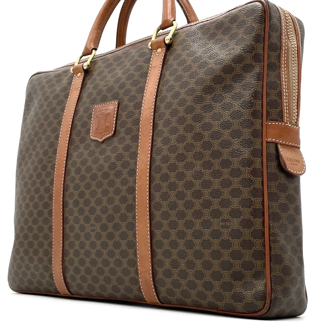 CELINE マカダム　ビジネス　ブリーフ　バッグ　ブラウン　A4 CELINEブリーフケースマカダム柄A4男女兼用