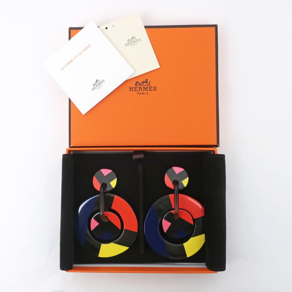 名東】エルメス アミュレット ラッカーGM ピアス バッファローホーン