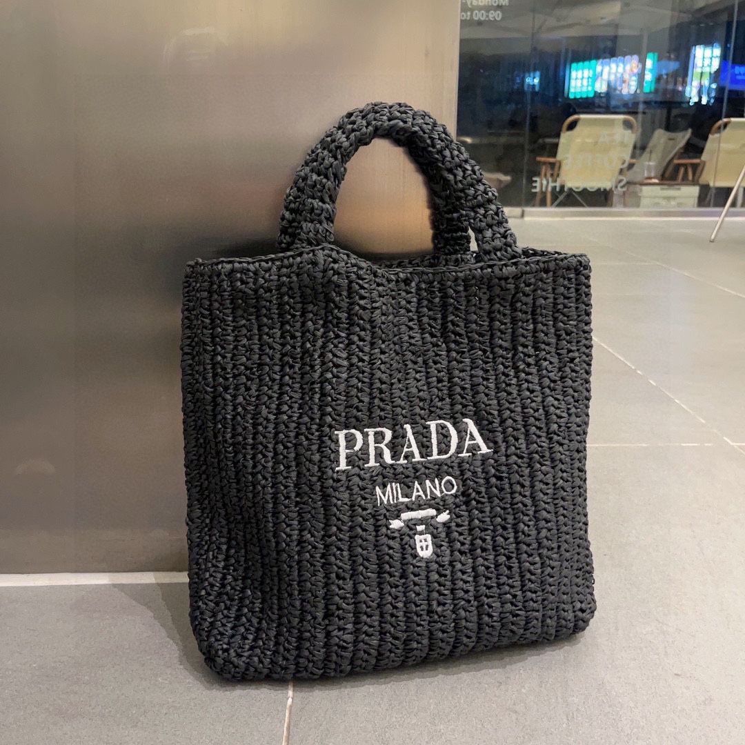 PRADA プラダ かごバッグトートバッグ  黑