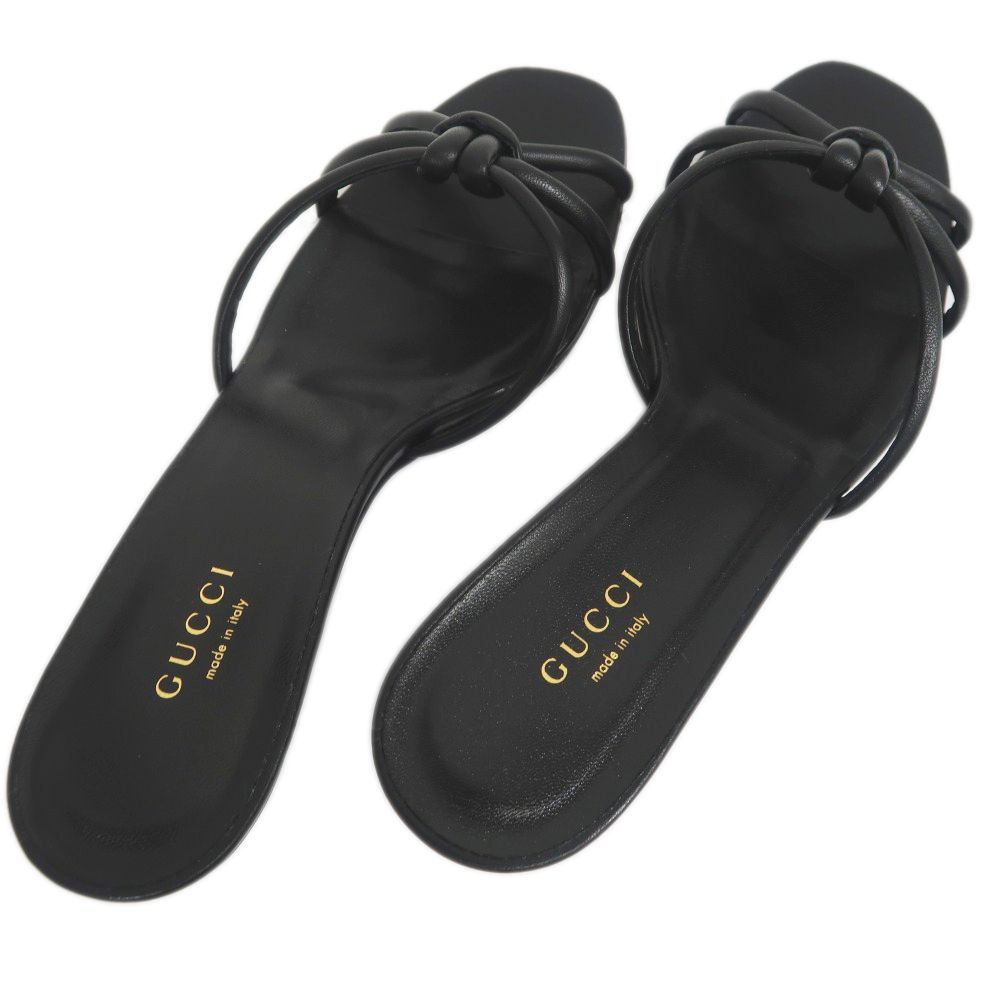 名東】グッチ サンダル バンブー 37 1/2 黒 ブラック レディース