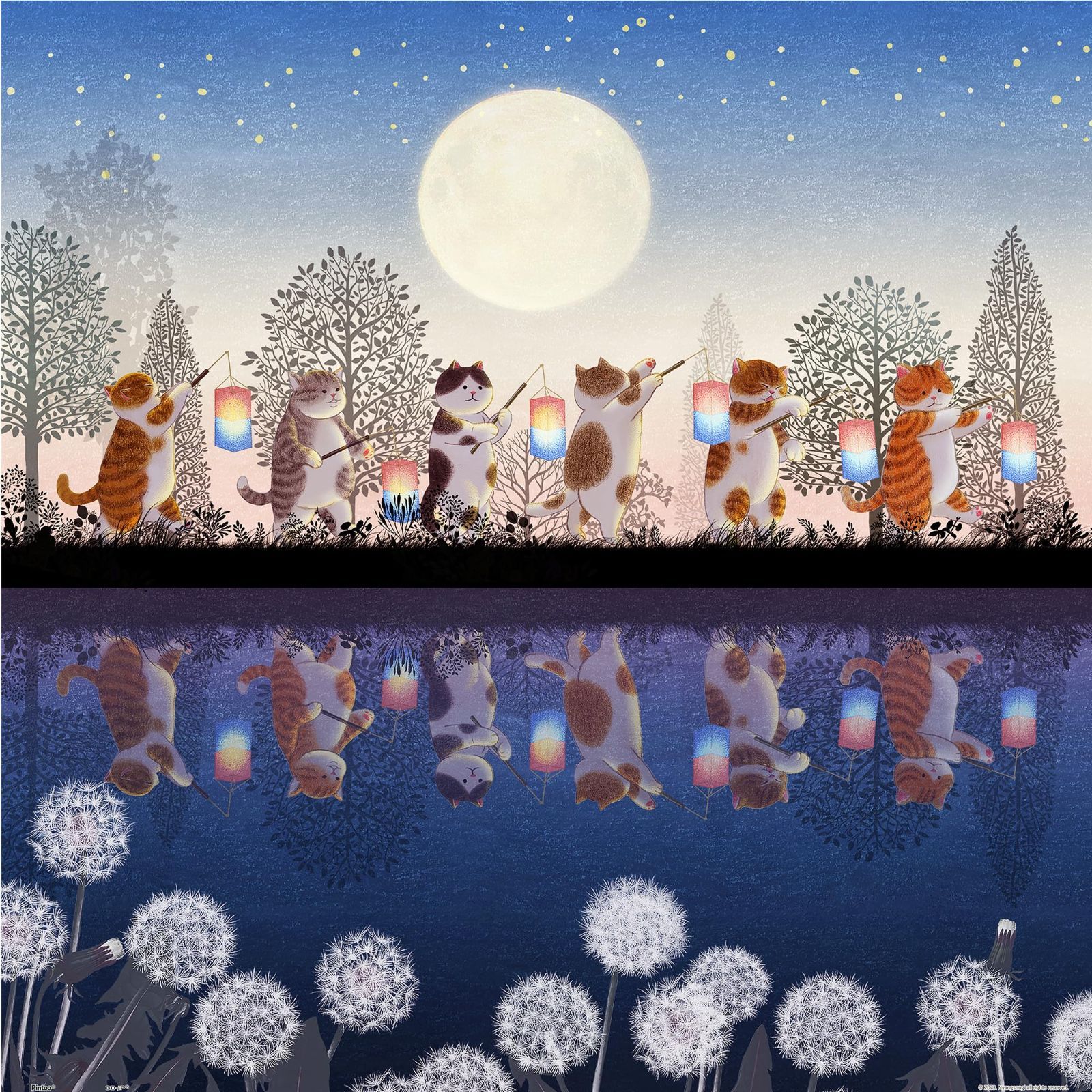 商品 ピントー Pintoo 900ピース プラ製ジグソーパズル Nyangsongi＿月夜のパレード 45X45cm 大人向け難しい 破片なし カチっとハマる H3371