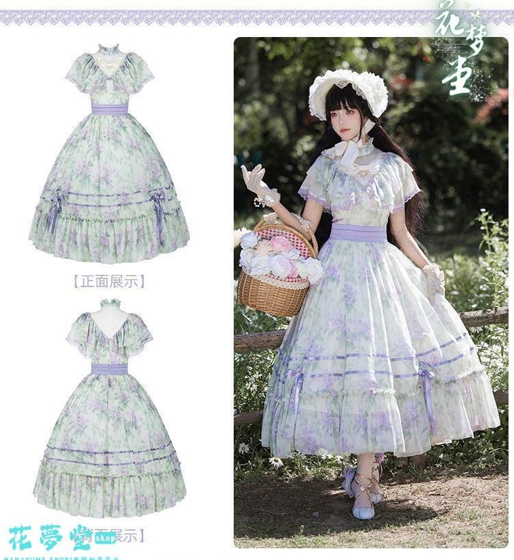 25年 コスプレロリータセット 仮装 オリジナル 洋服 ロリータ OP ワンピース ドレス 撮影会 舞台 イベント 花夢堂-274