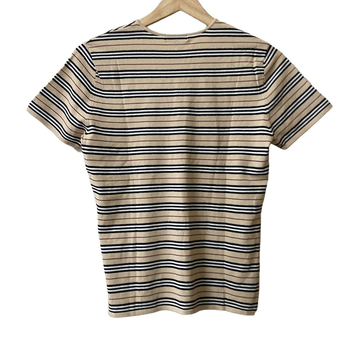 Burberry LONDON(バーバリーロンドン) 半袖セーター サイズ2 M レディース - ベージュ×黒×マルチ Vネック/ボーダー Burberry LONDON(バーバリーロンドン) 半袖セーター サイズ2 M