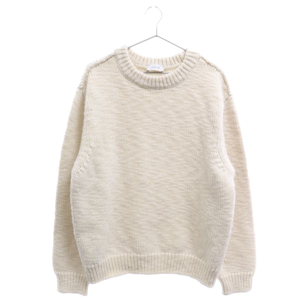 LEMAIRE (ルメール) 22AW CHUNKY SWEATER ミドルゲージ ウールニット 長袖セーター ホワイト KN345 LK123定価11万程