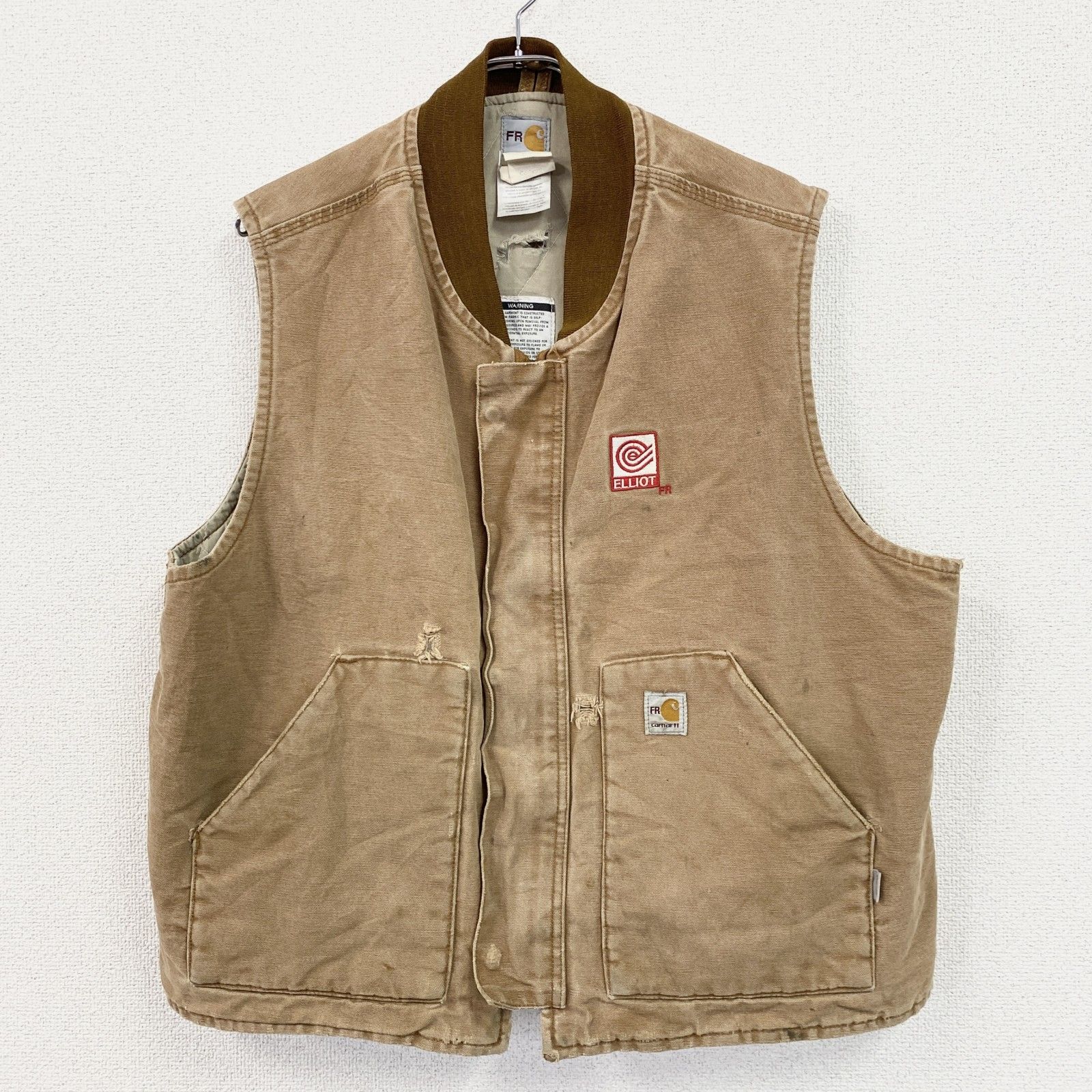 古着 used Carhartt カーハート FR ダックベスト ブラウンダック ブラウン 2XLサイズ