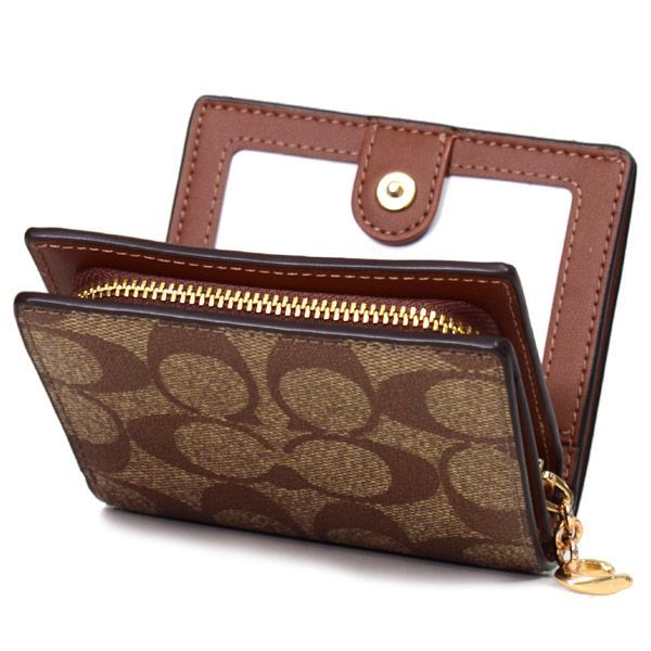 ◯未使用品 COACH シグネチャー キャンバス 二つ折り 財布 COACH 二つ折り財布 シグネチャー キャンバス ブラック系 新品