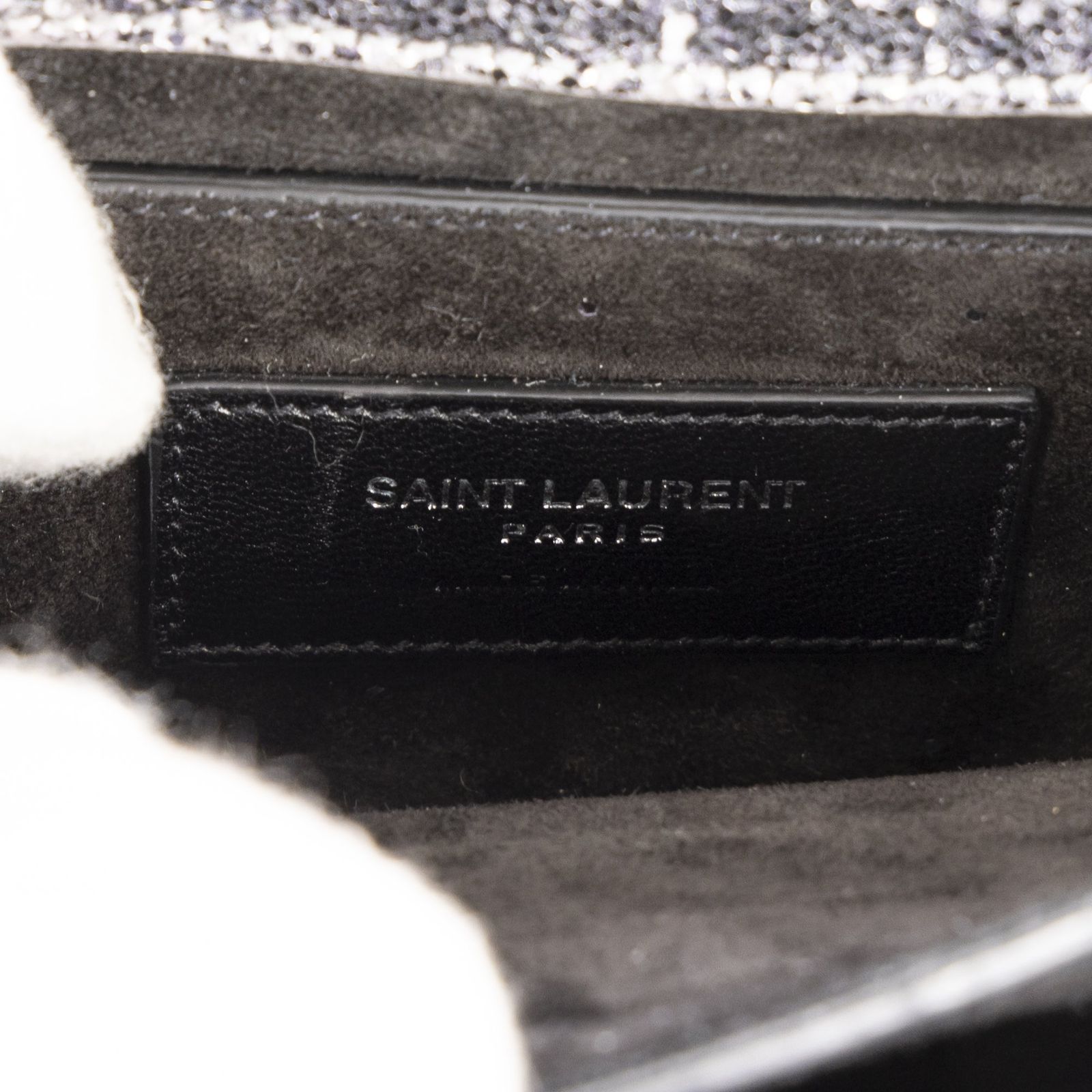 YVES SAINT LAURENT イヴサンローラングリッター小サンセット銀グリッターキャンバスAB DECORATOM_COM_BR