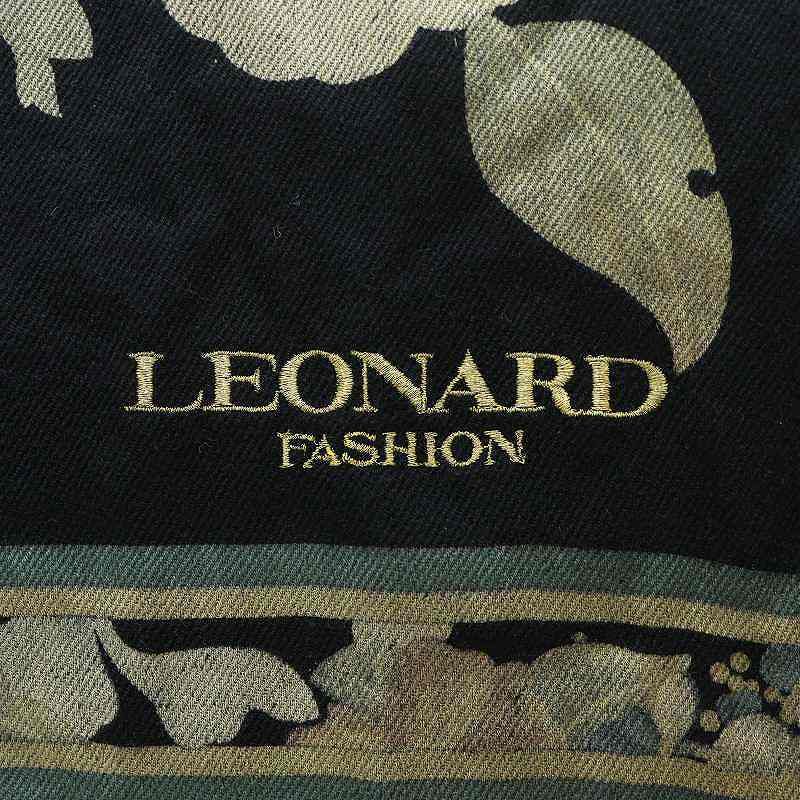 レオナール ストール カシミヤ シルク 黒 花柄 レオナール LEONARD ストール カシミヤ カシミア 花柄 黒