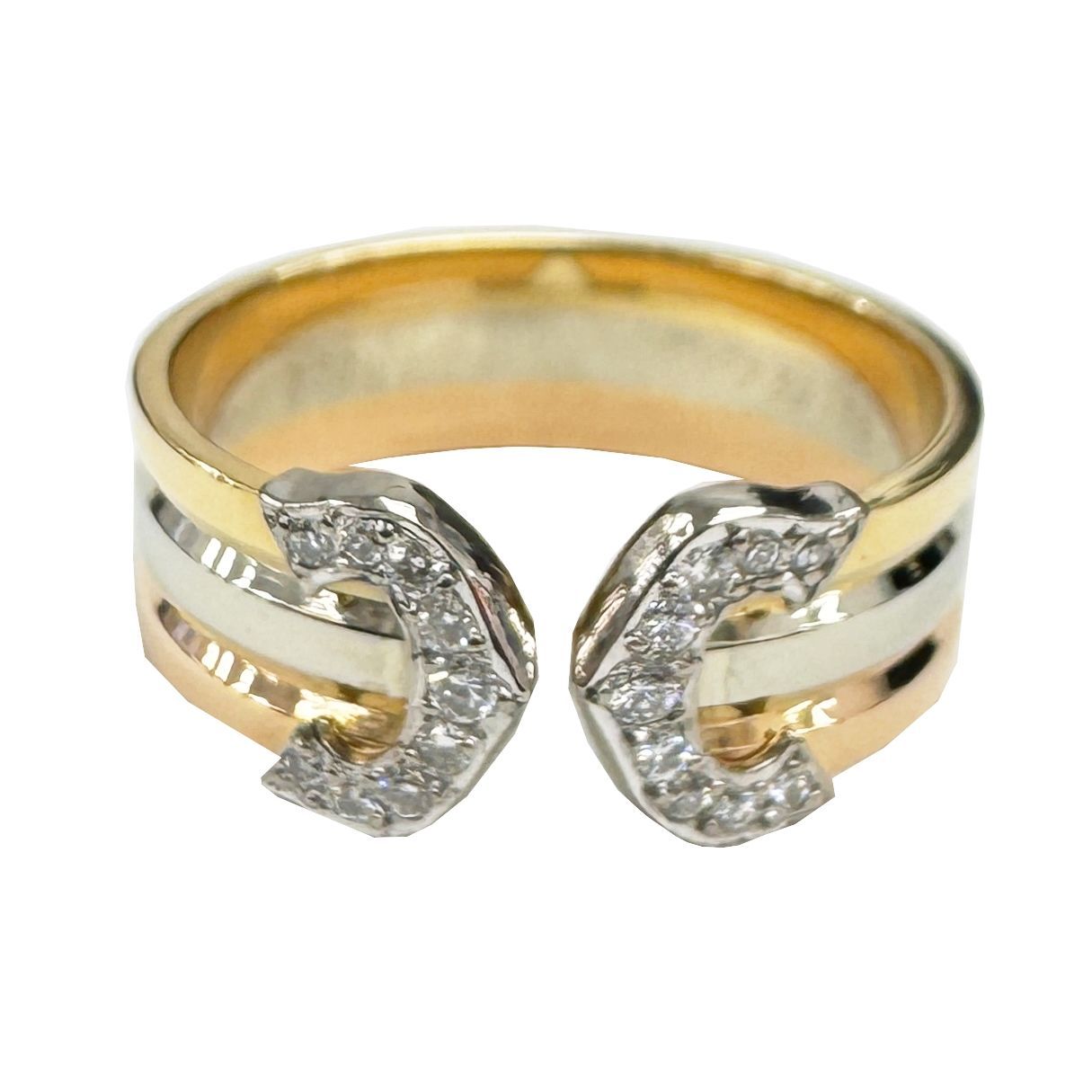 磨き済み■カルティエ Cartier リング 2C K18YG 美品 アクセサリー（指） 中古Cartier カルティエ 2Cリング 2Cダイヤリング 750 K18YG K18PG