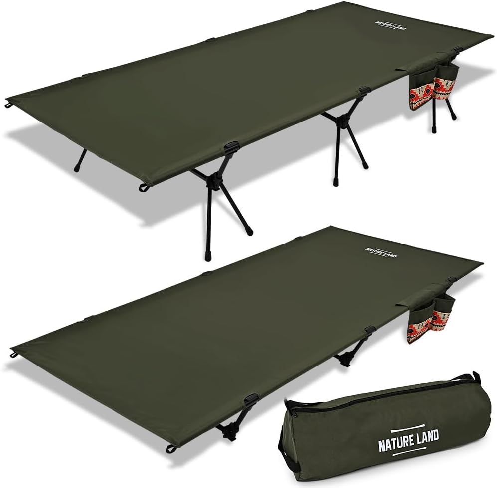 キャンプインストラクター推薦 コット ワイド 90cm キャンプ 2WAY 600D 軽量 耐荷重 150kg キャンプコット 静音 折りたたみ式 ハイ ロー 切替 防災 防災グッズ NATURE LAND オリーブグリーン