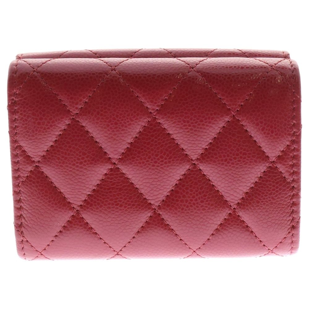 CHANEL キャビアスキン　コンパクトウォレット　　　2022年春コレクション CHANEL (シャネル) キャビアスキン マトラッセ コンパクト