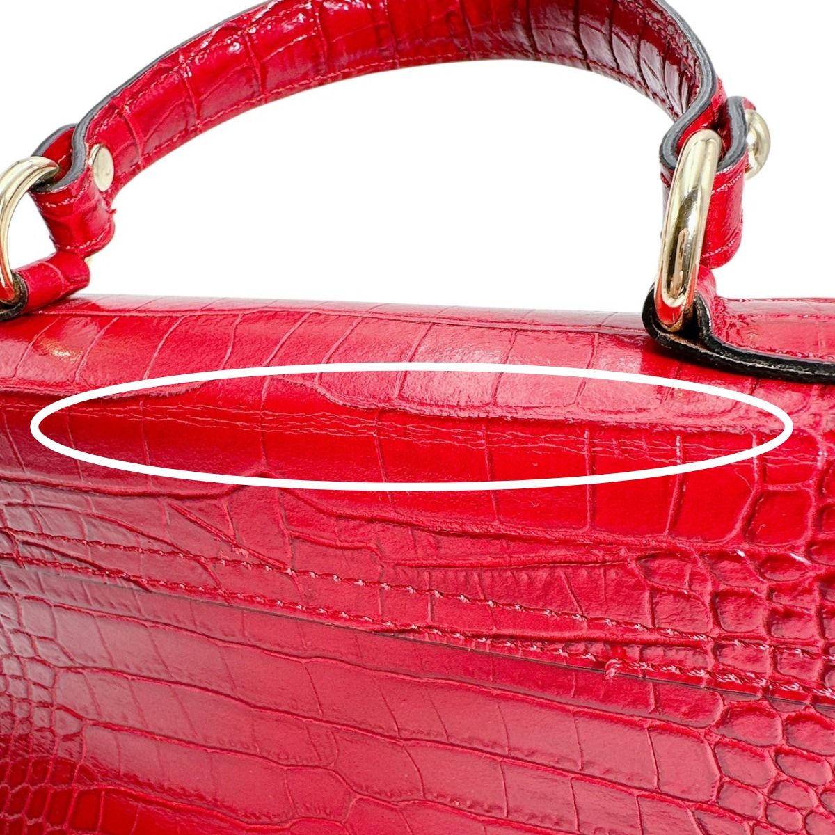 クロコダイル 型押しクロコ 2WAY ショルダー ハンドバッグ CROCODILE  