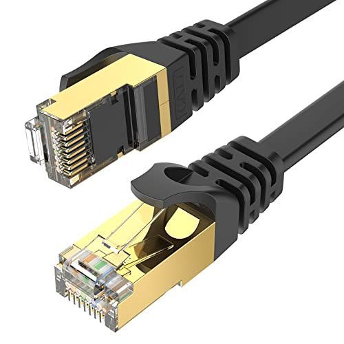 20m_ブラック LANケーブル 20m CAT7 ランケーブル 黑 STP カテゴリー7 フラットケーブル RJ45 爪折れ防止 シールド 高速 らんけーぶる 有線 インターネットケーブル(20メートル ブラック）…