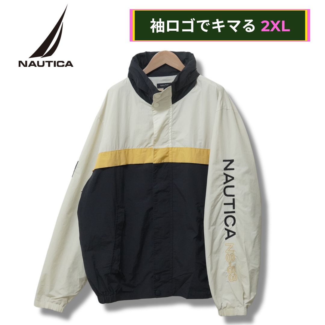 ノーティカ ナイロンジャケット 2XL クリーム色 90s