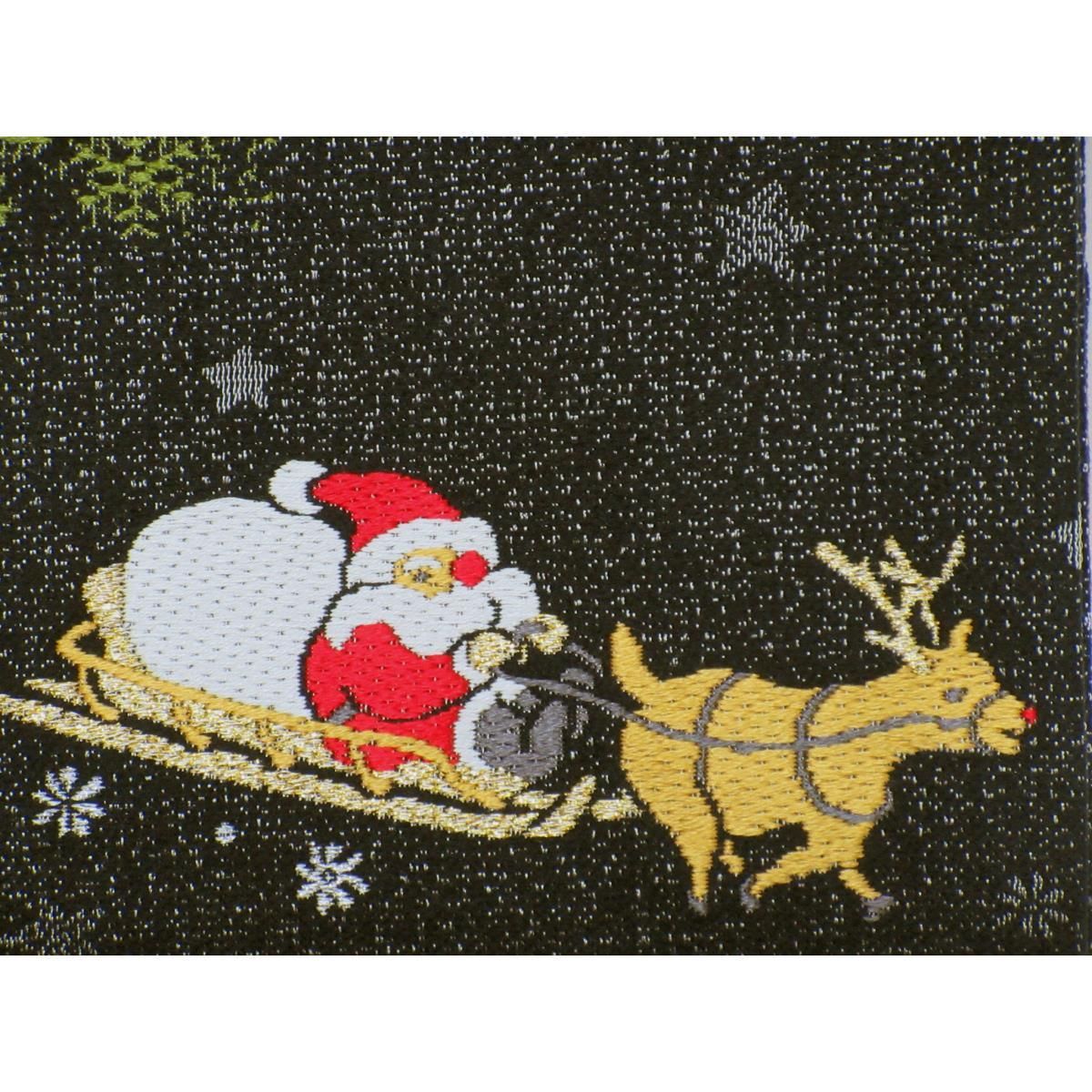 名古屋帯 クリスマス ラメ箔 サンタ ソリ 月 お仕立て込み 絞り染め